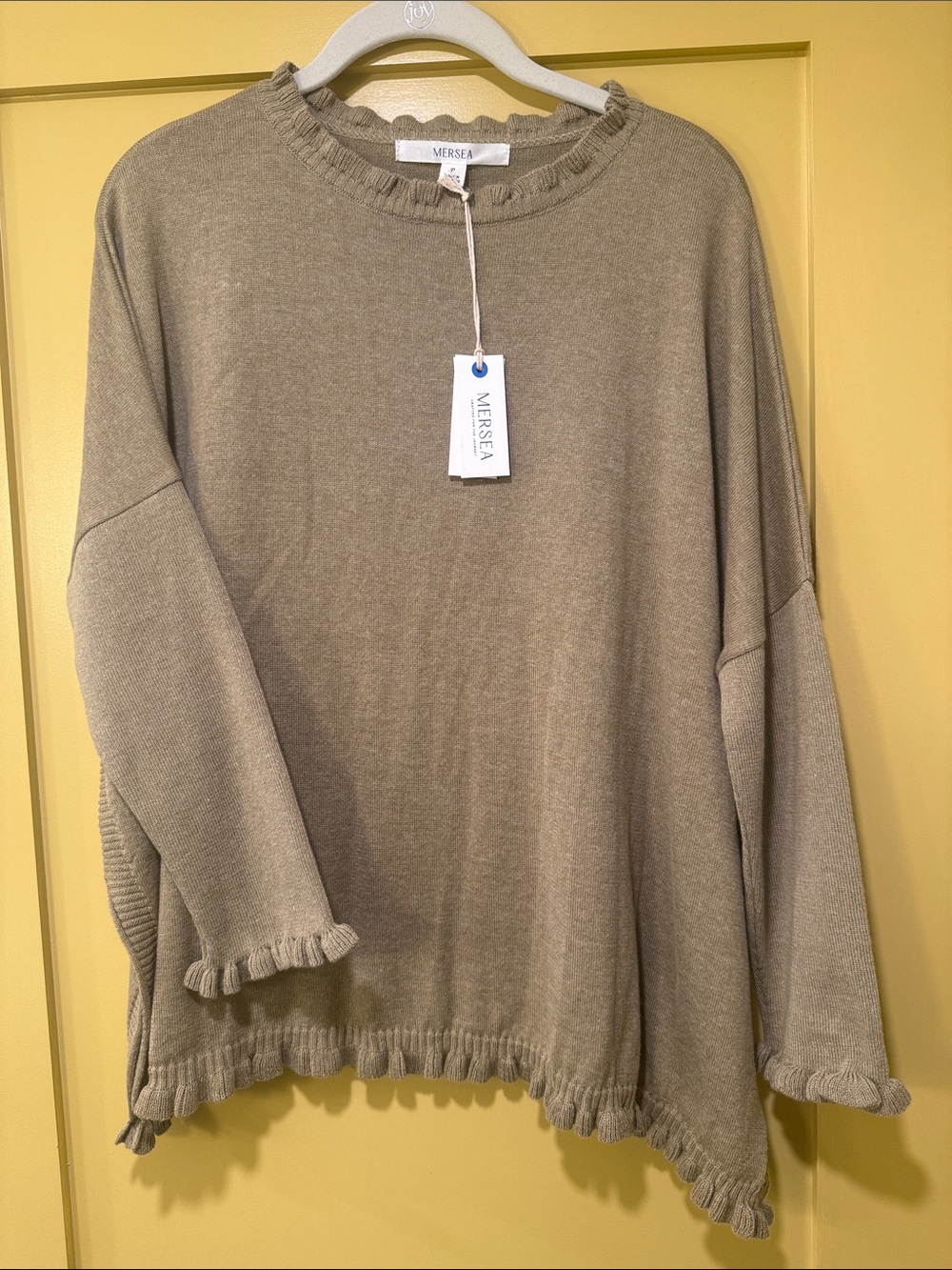Mersea Catalina Women’s Ruffle-Hem Knit Sweater - Taupe
